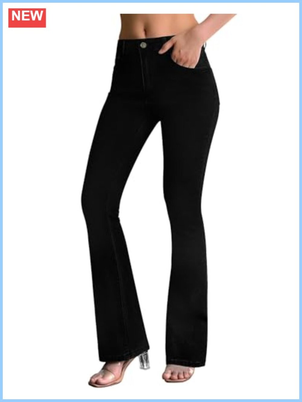 Stretchy Flare Jeans Mid Rise Bootcut Curvy Denim Pants